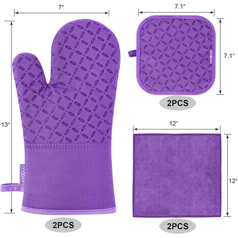 KEGOUU pot holders with silicone texture deliver heat protection during grilling.