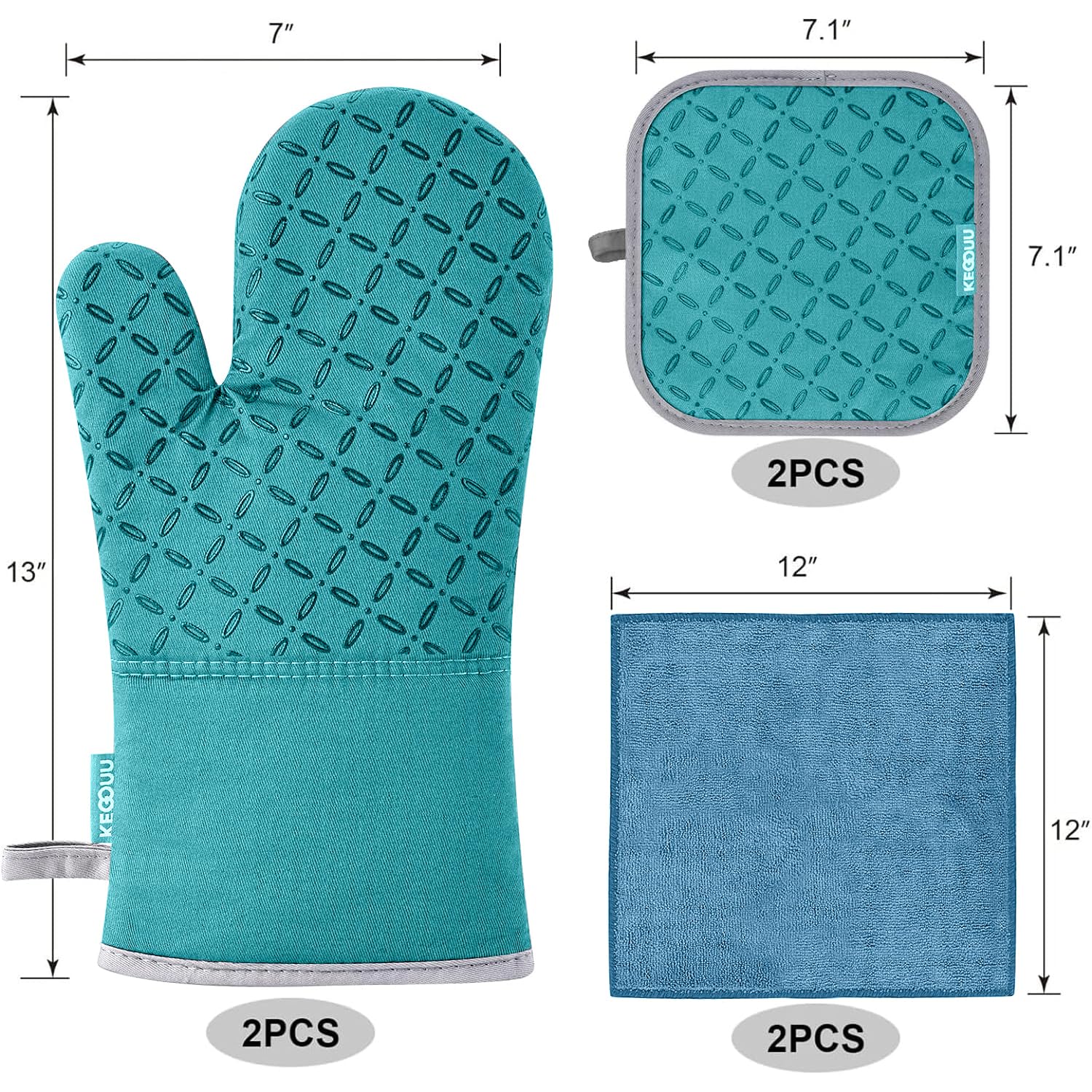 KEGOUU pot holders with non-slip silicone grip for secure utensil handling.