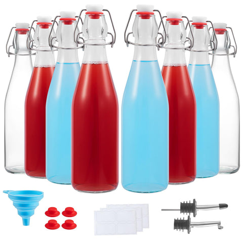 KeigoCare 8-set 16oz swing-top bottles ready for brewing and storage.