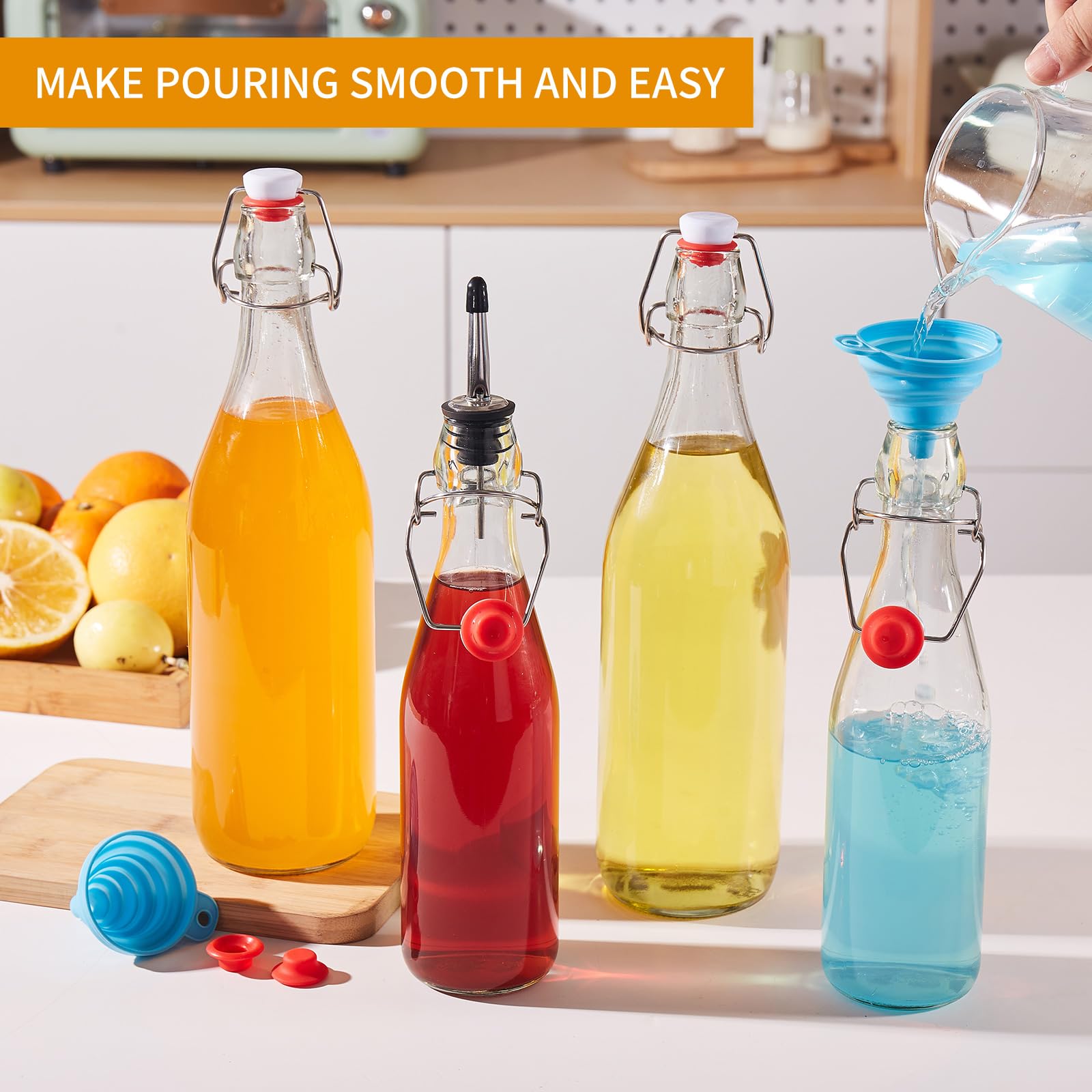 KeigoCare bottle pourers enable precise, mess-free pouring.