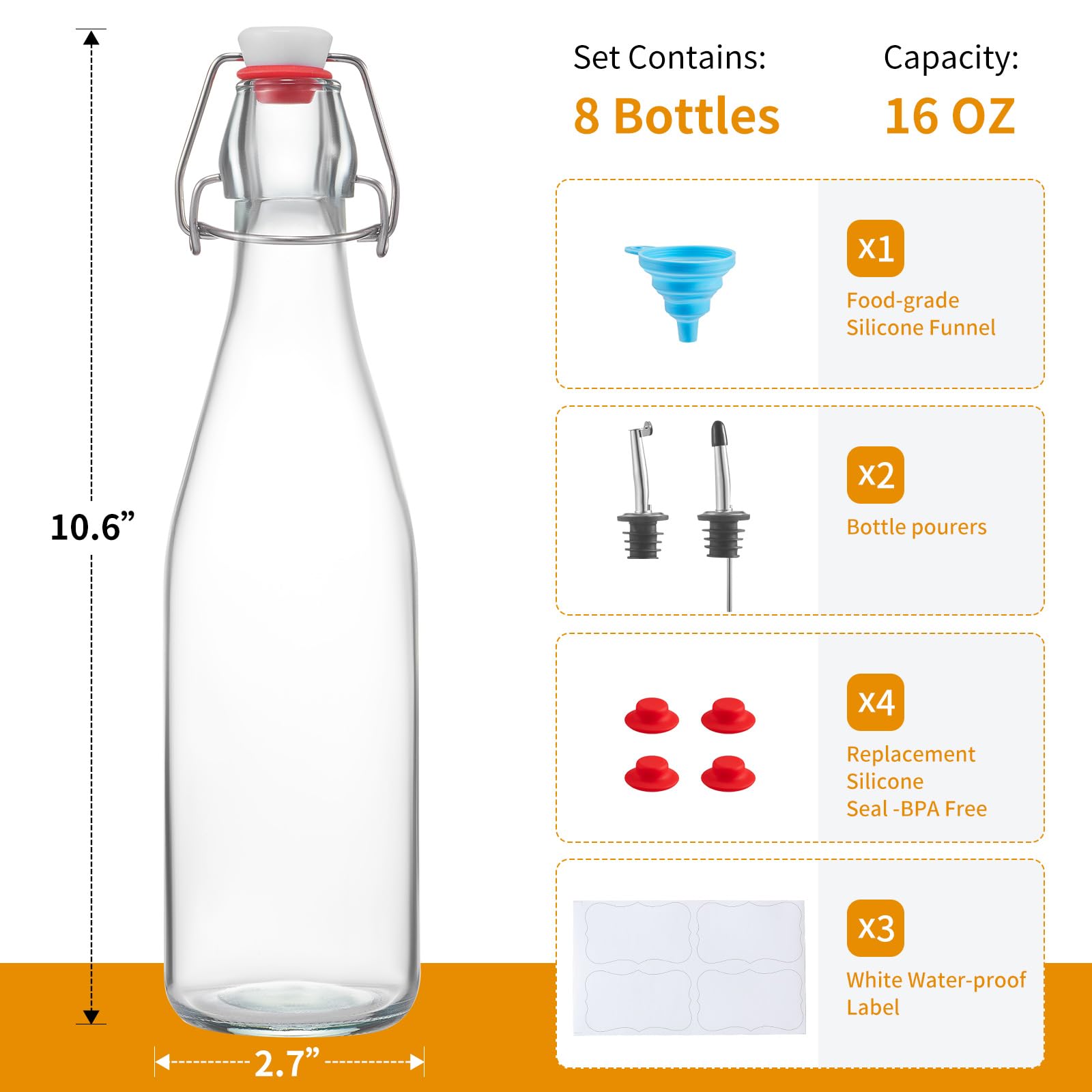 KeigoCare swing-top caps provide a leak-proof seal for fresh beverages.
