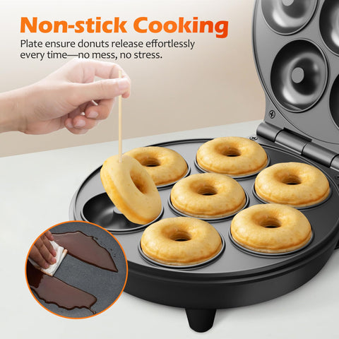 Keinve mini donut waffle cake maker non stick plates for easy release and cleanup