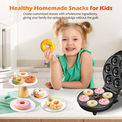 Keinve mini donut waffle cake maker with 7 slots open for batch baking at home