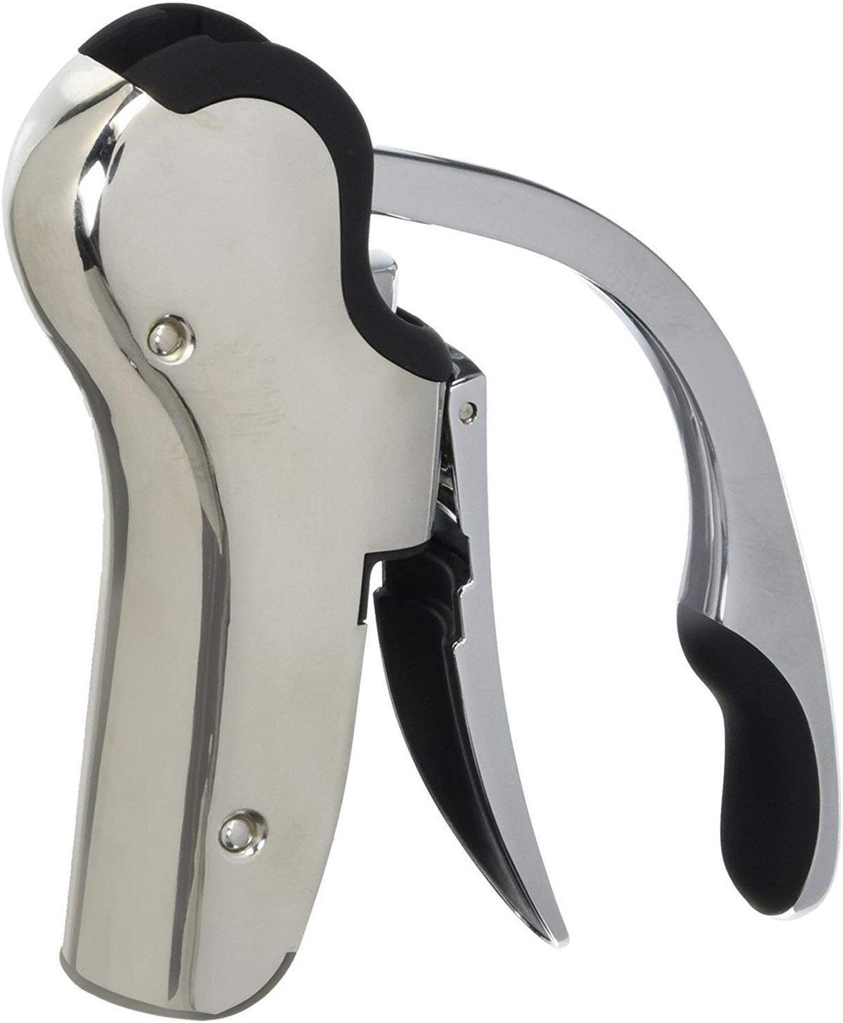 KEISSCO stainless steel wine opener vertical corkscrew in use for fast uncorking