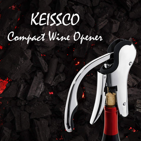KEISSCO wine opener with integrated foil cutter ready for foil removal