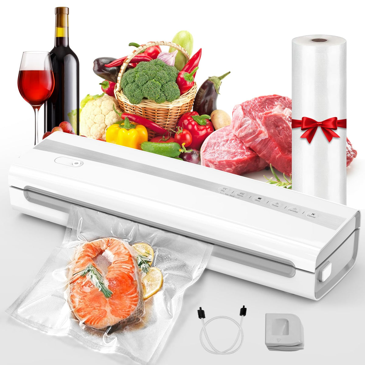 Kejector powerful vacuum sealer machine front view shows compact design for small kitchens.