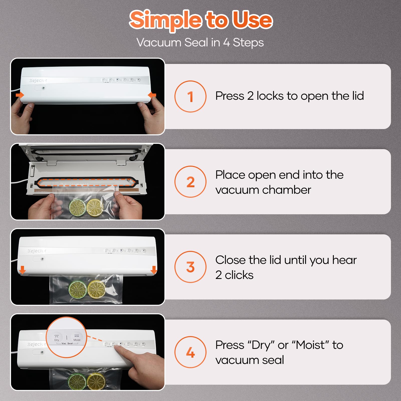 Kejector compact design saves countertop space and is easy to clean