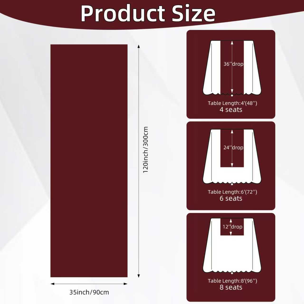 Keketoarrange Burgundy Table Runner fits most tables with 35 x 120 inches