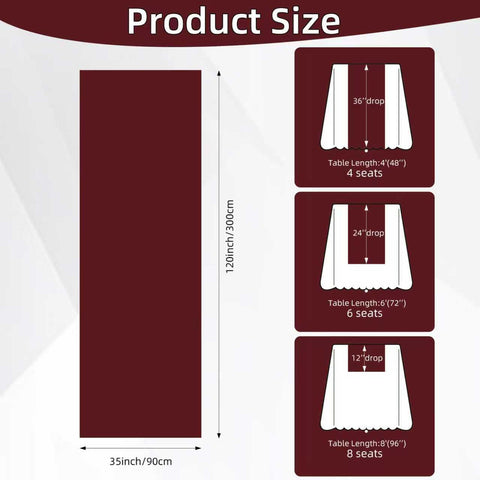 Keketoarrange Burgundy Table Runner fits most tables with 35 x 120 inches