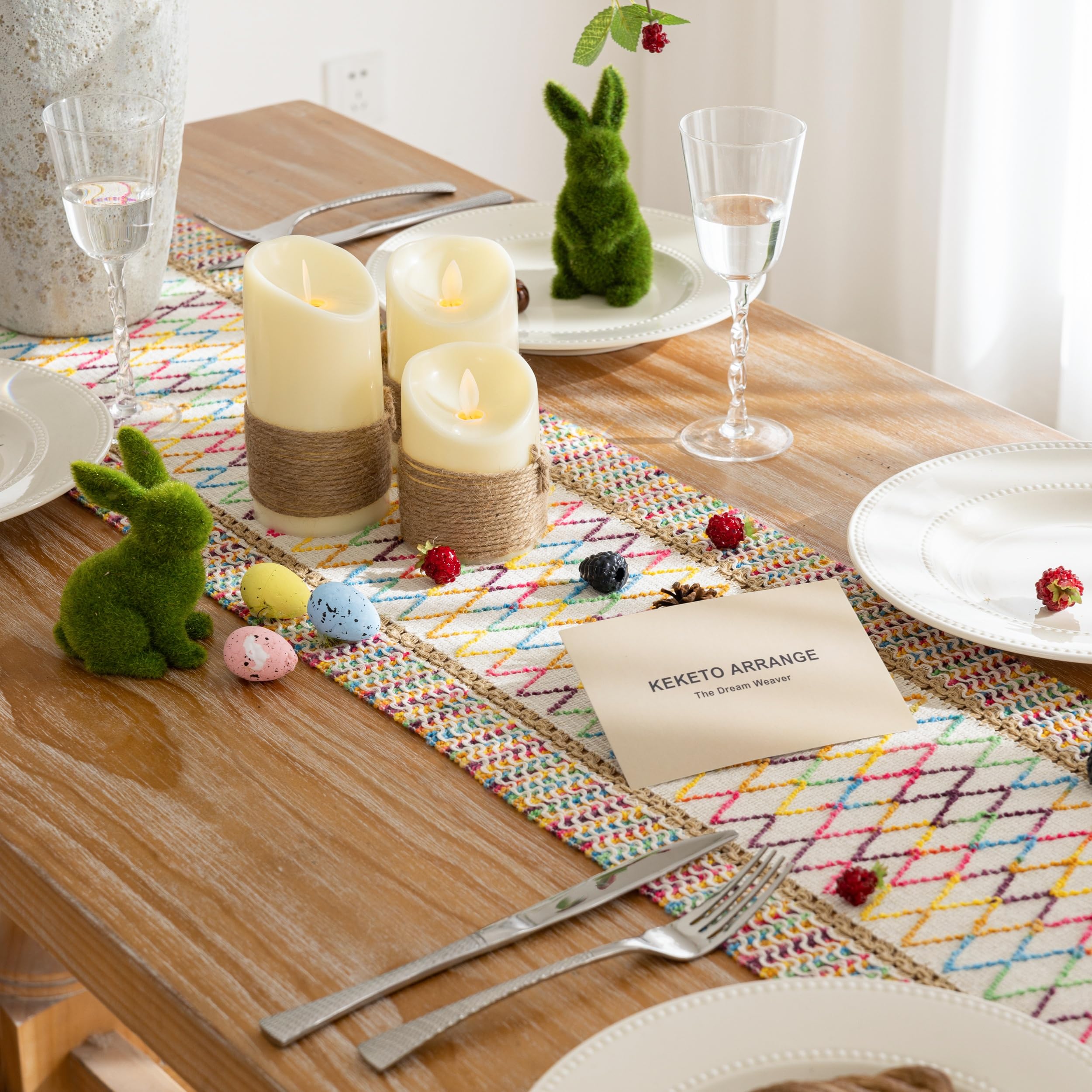 Keketoarrange macrame fringe detail on table runner