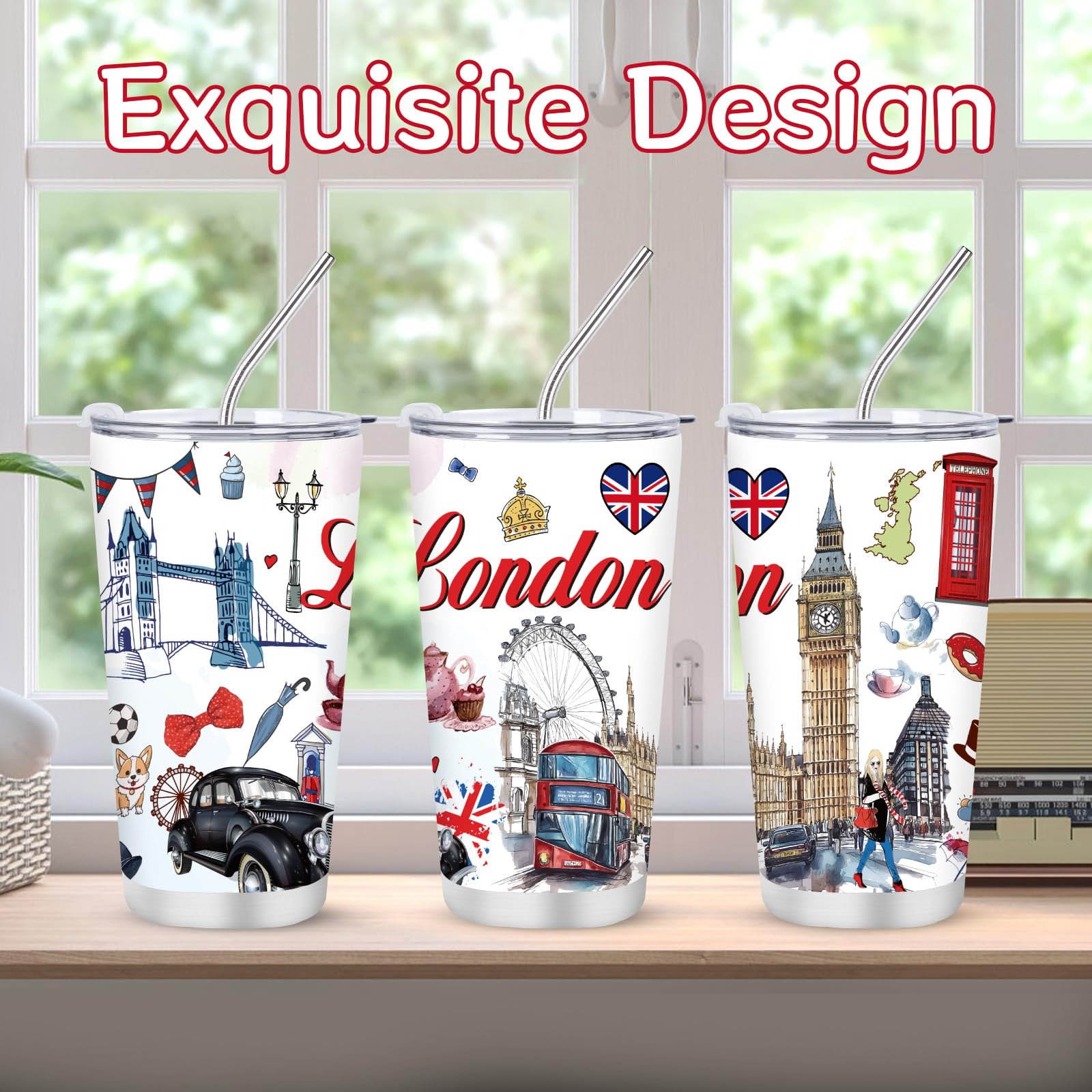 Keluna London landmarks illustration keeps drinks at the right temperature on the go.