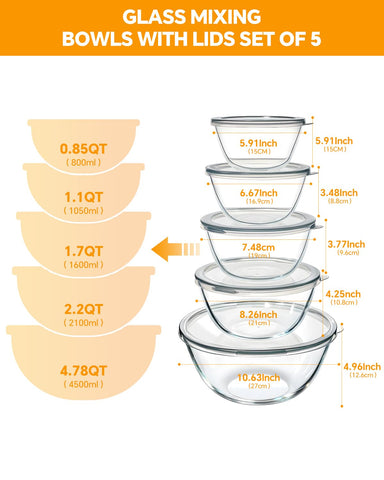 KEMETHY 1.1QT bowl with lid for whisking eggs and sauces.