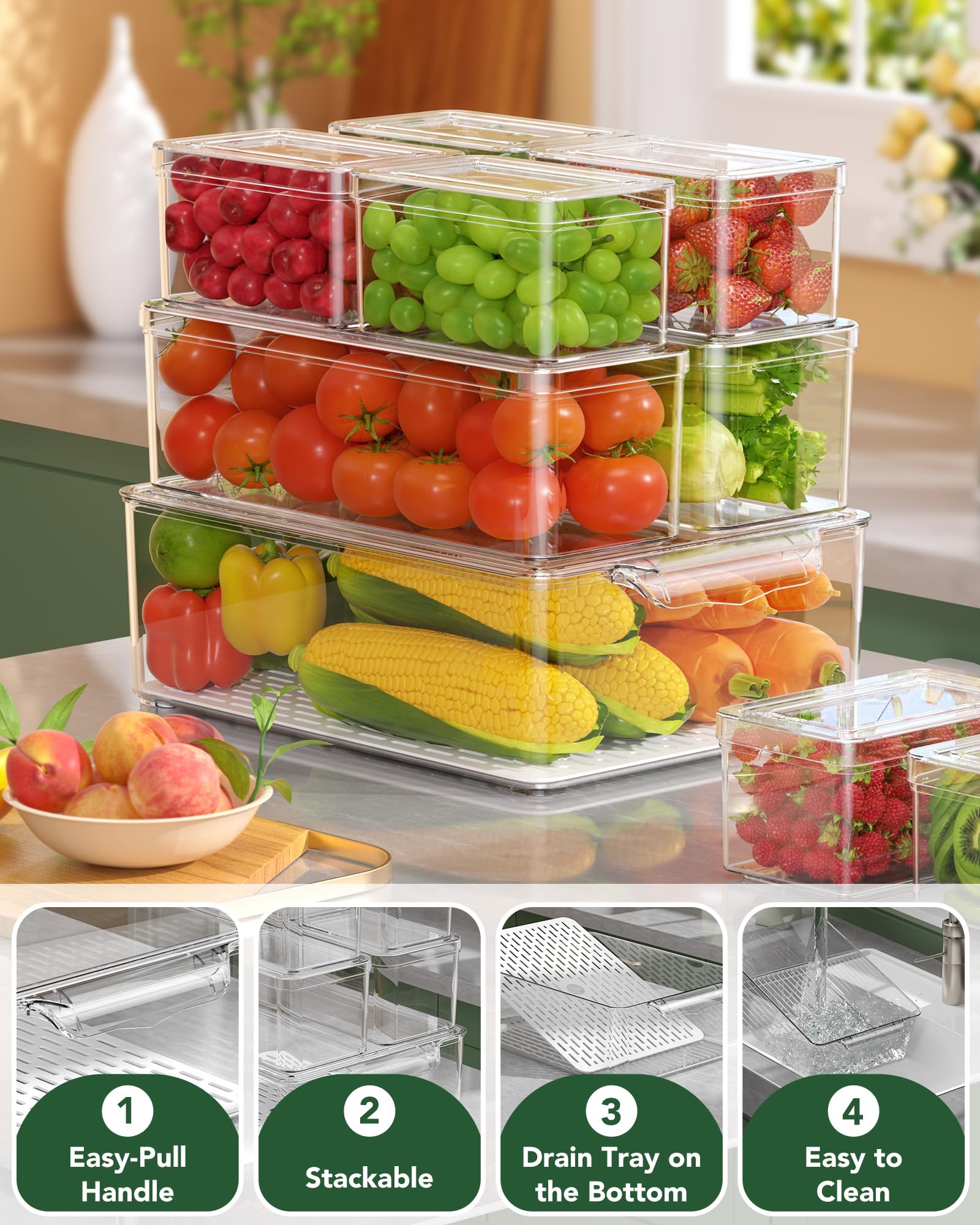 KEMETHY medium-bin set helps sort snacks and vegetables efficiently