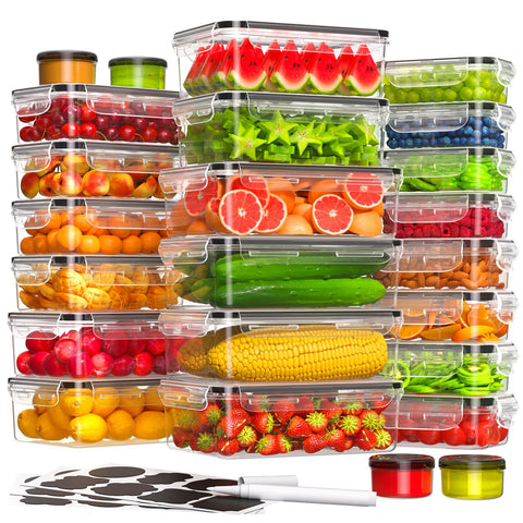 KEMETHY 48-piece airtight containers bundle for organized pantry storage and fresh leftovers.