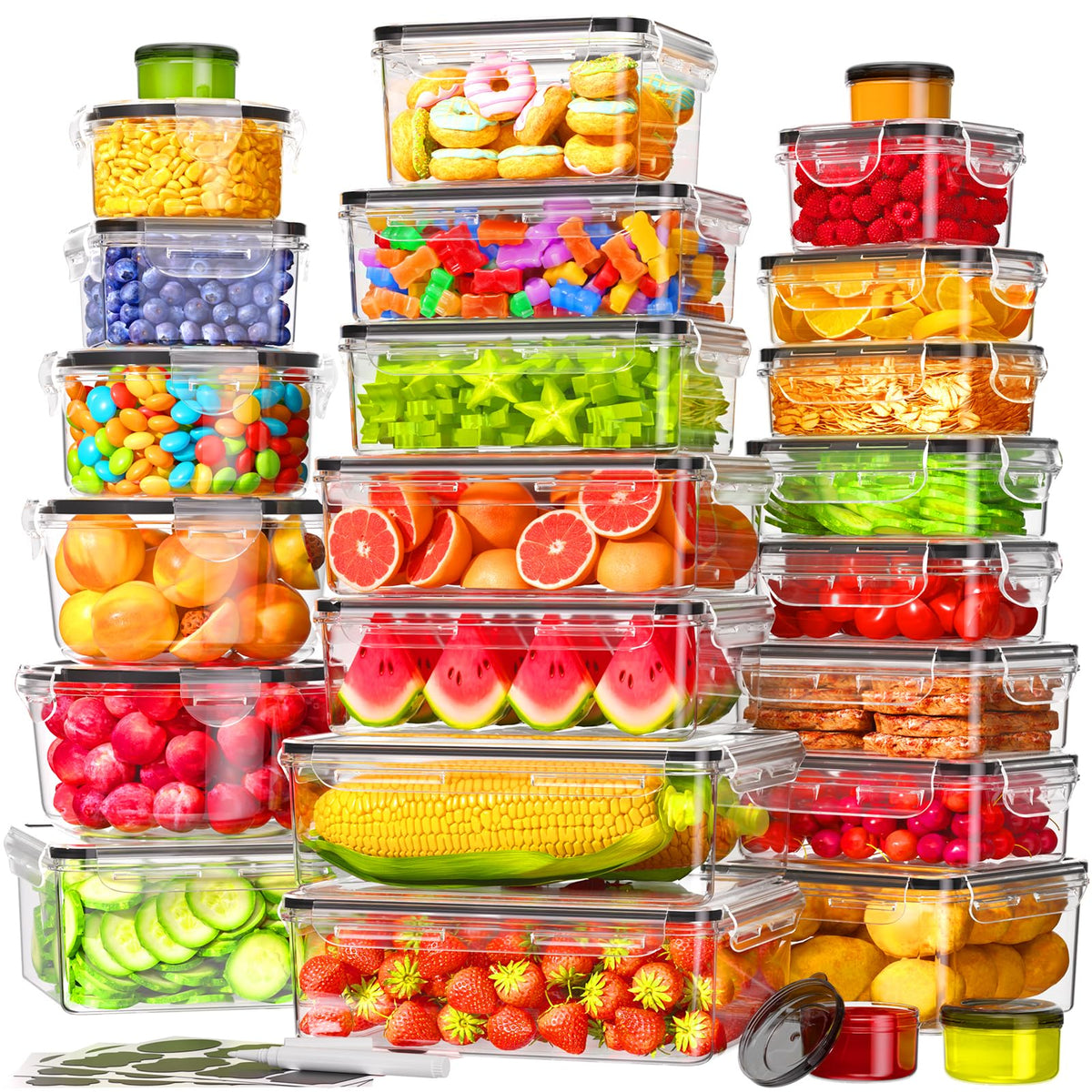 KEMETHY 80oz rectangular container with airtight lid for meal prep and freshness