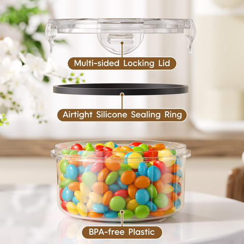 KEMETHY 40oz round container with silicone seal for fridge storage