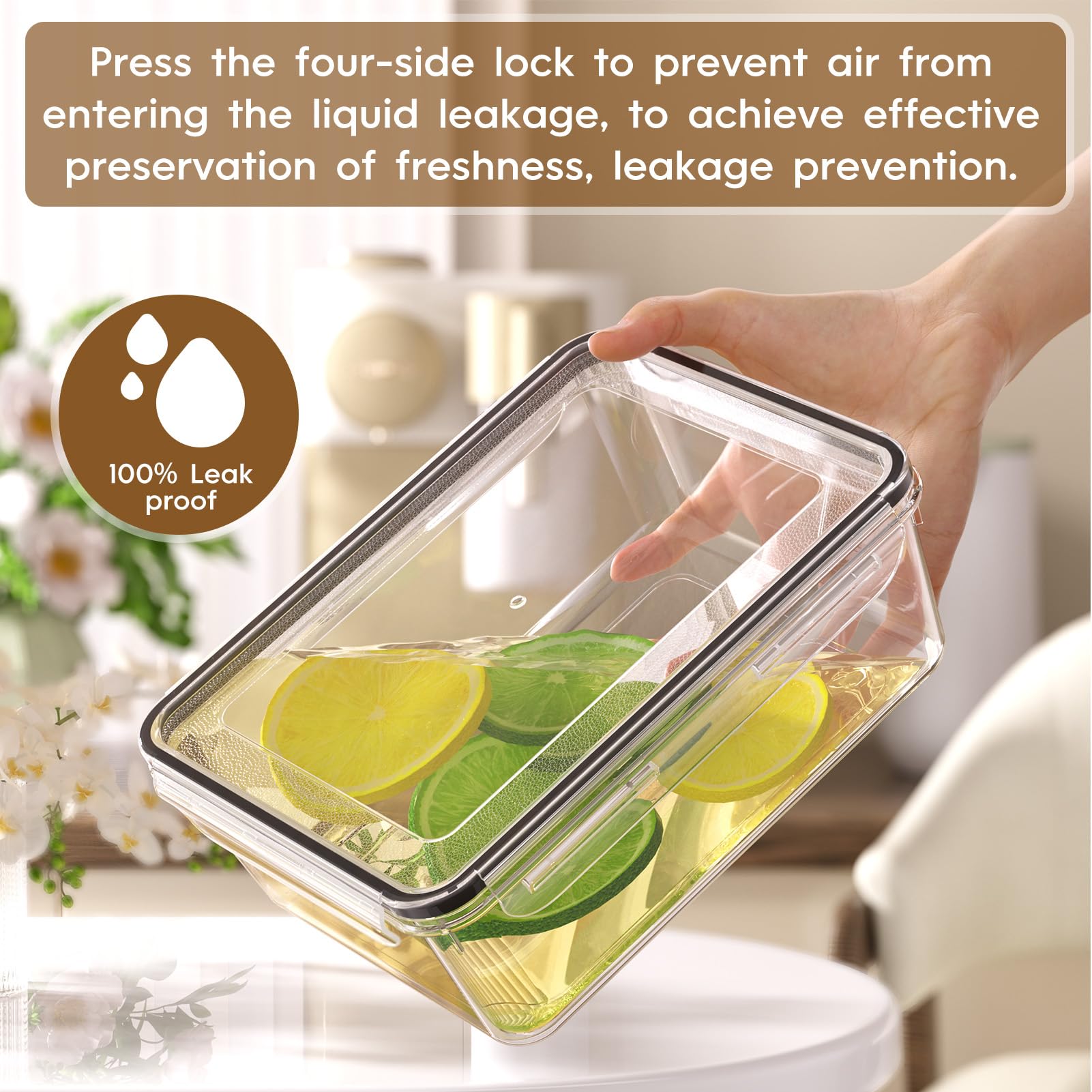 KEMETHY 13.5oz square container with latch lid for snacks