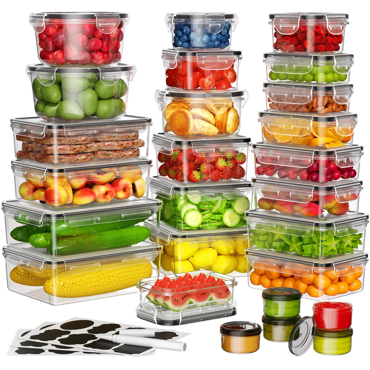 KEMETHY airtight containers set displayed for organized pantry storage and meal prep