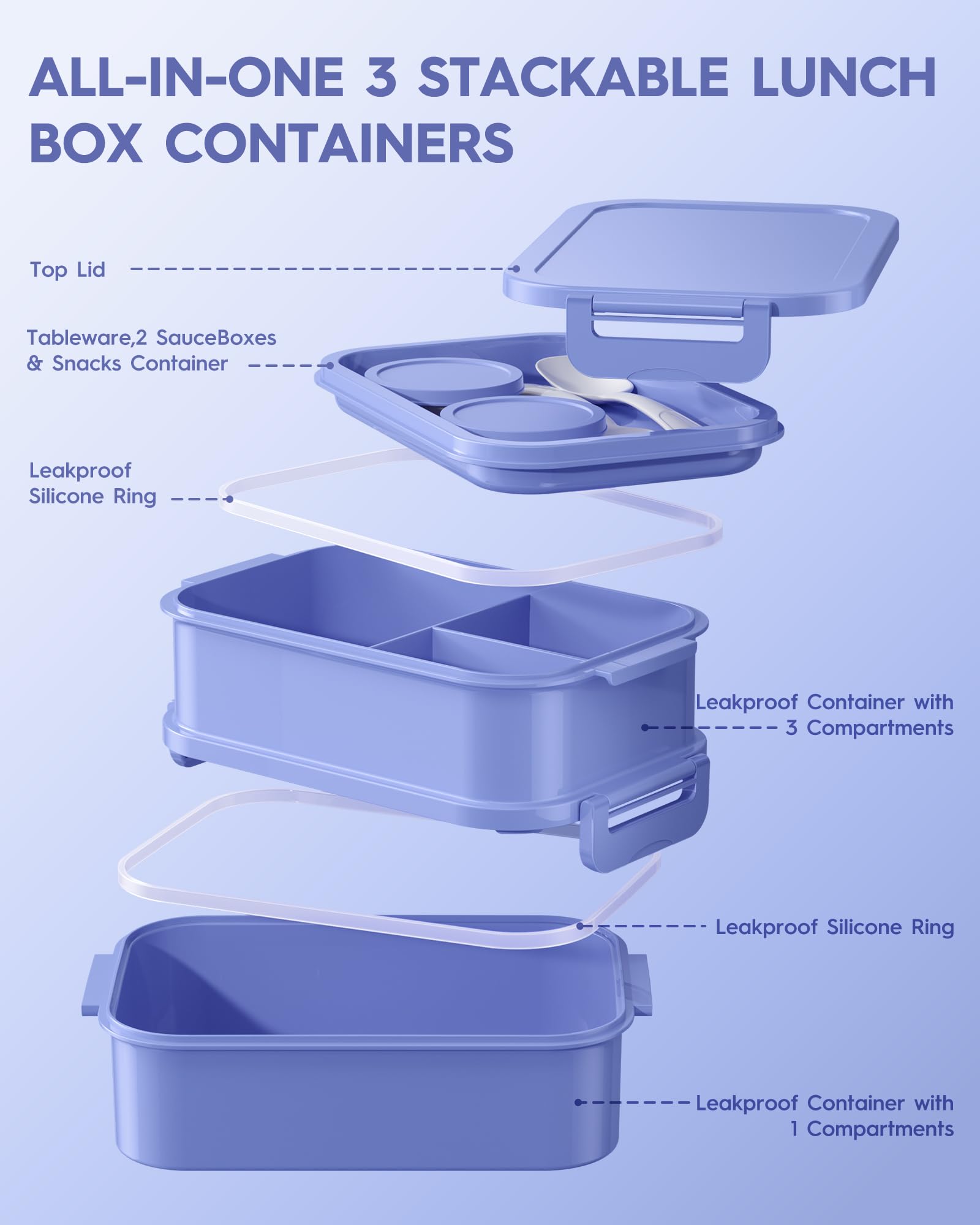 KEMETHY bento leak-proof buckles and seals prevent spills