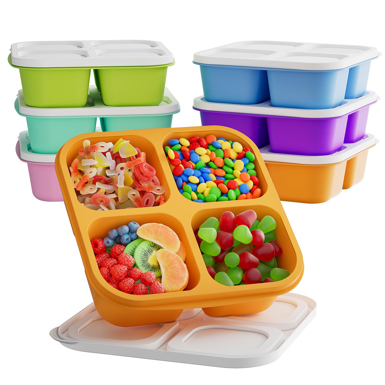 KEMETHY four-compartment bento in bright colors for organized meals.