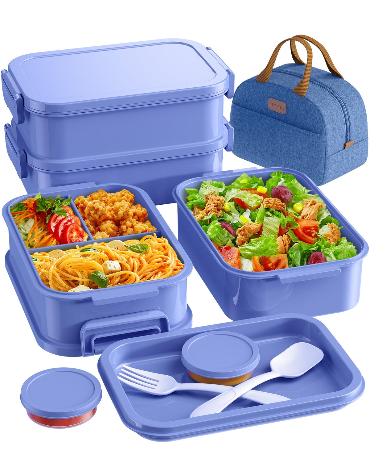 KEMETHY bento stackable 3-tier design keeps meals organized for work