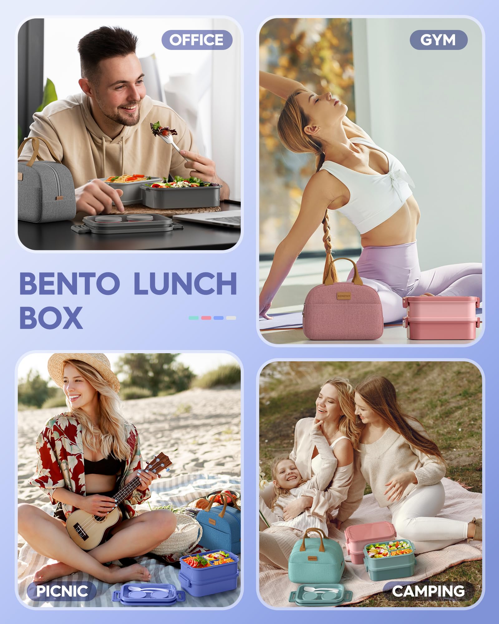 KEMETHY bento stain-resistant shell resists spills and stains