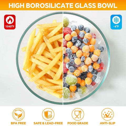 KEMETHY glass bowls with BPA-free lids preserve freshness and flavor.