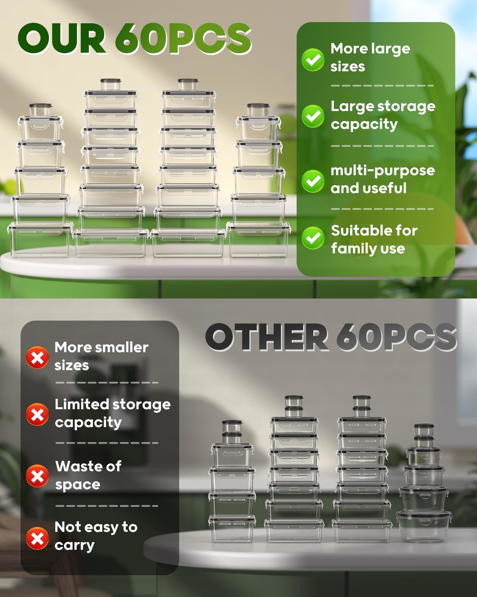 KEMETHY BPA-free plastic ensures safe daily storage