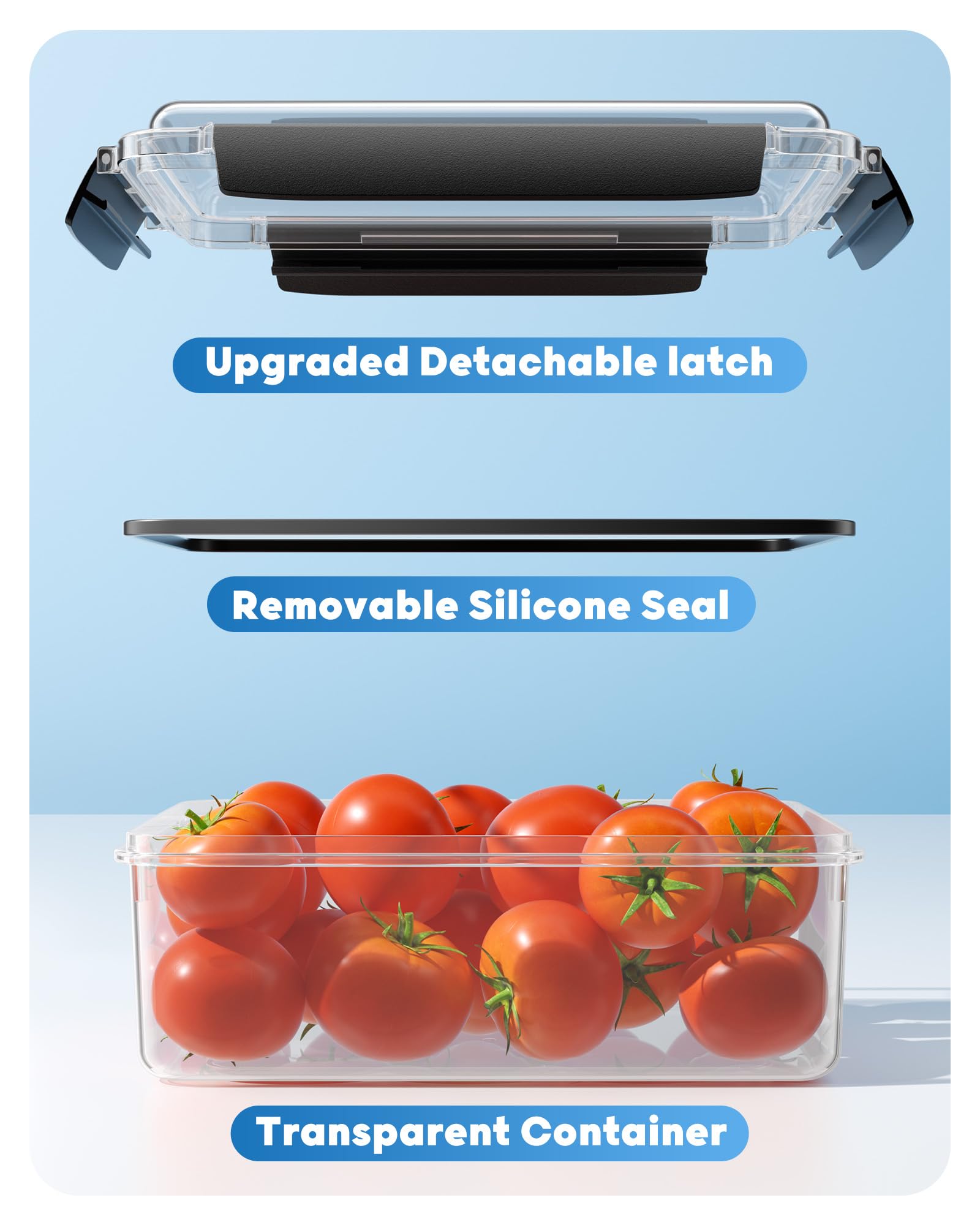 KEMETHY BPA-free polypropylene ensures safe, reusable kitchen organization