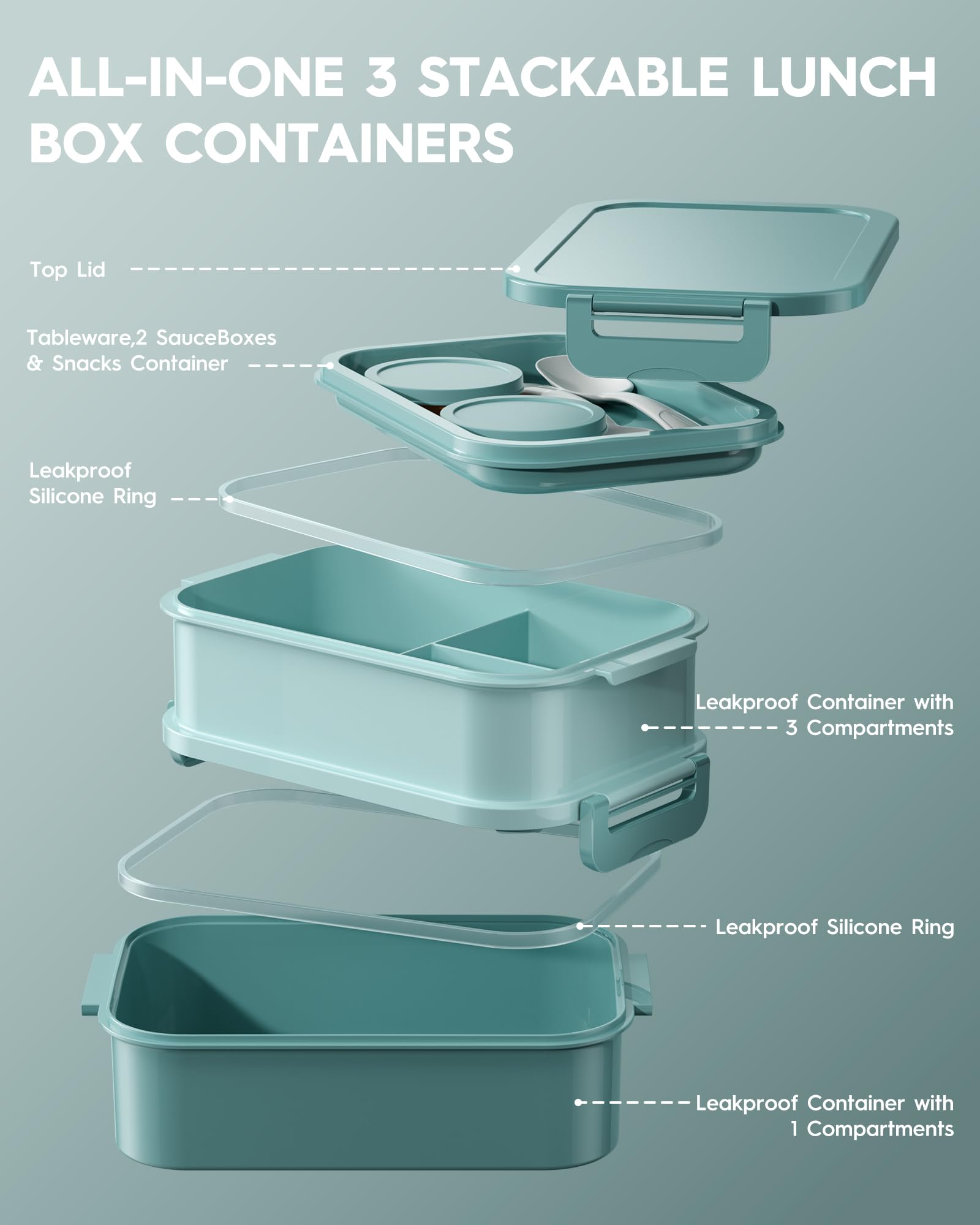 KEMETHY built-in utensils and sauce containers simplify lunch packing.
