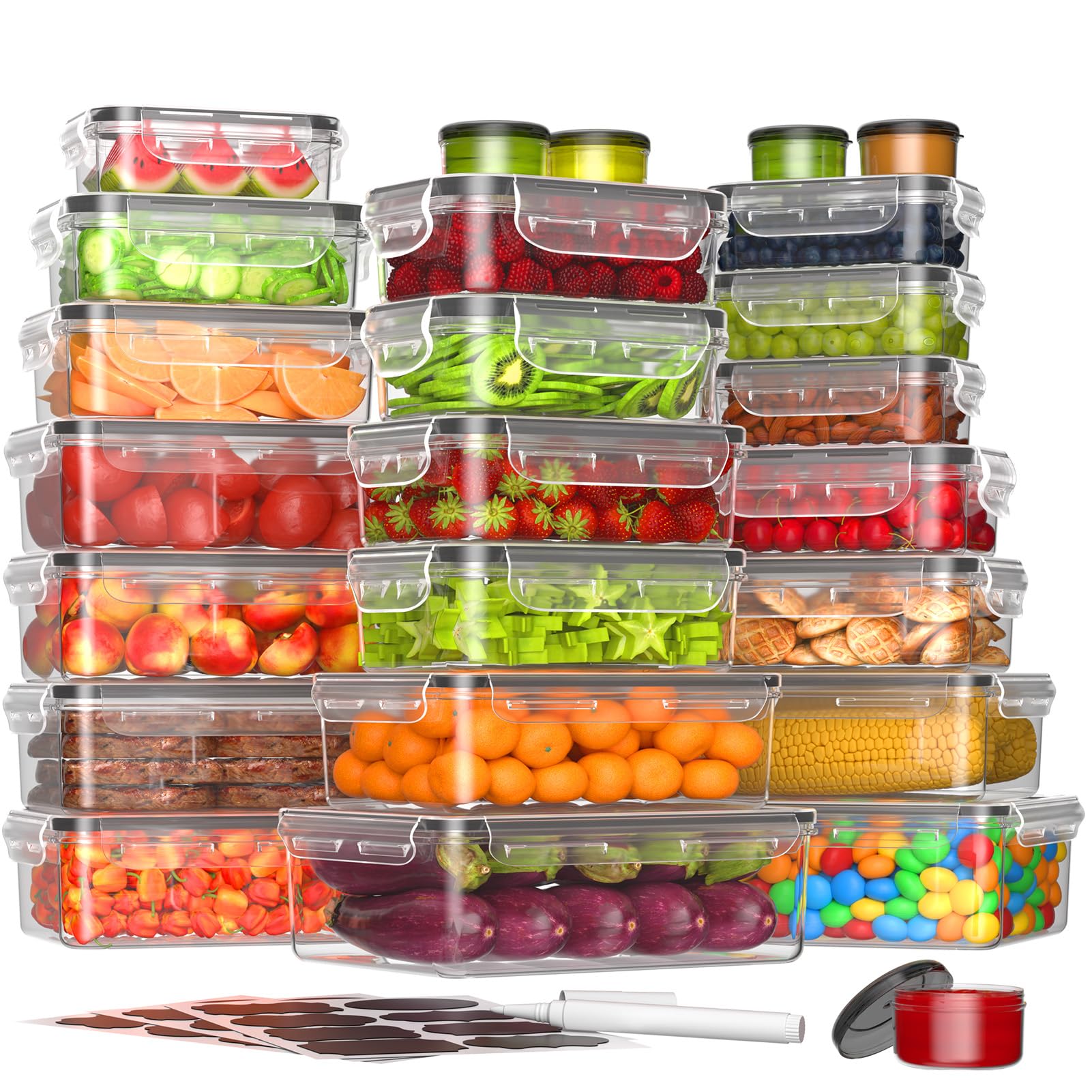 KEMETHY rectangular containers with lids help keep the pantry organized and accessible.