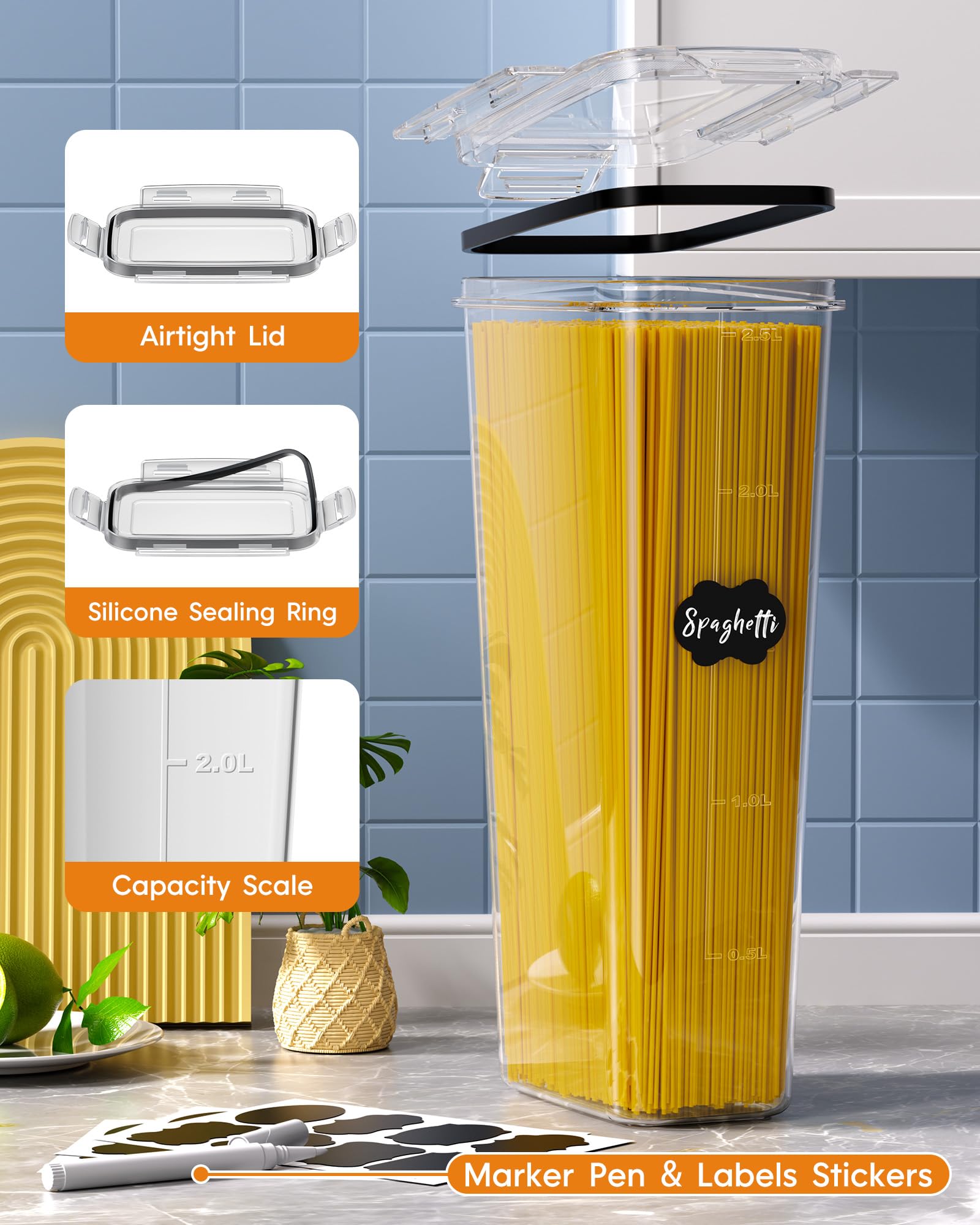 KEMETHY food-grade BPA-free plastic ensures safe, durable storage.