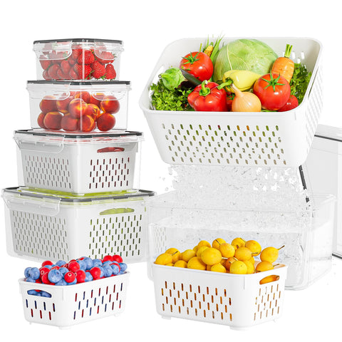 Kemethy 140oz container with lid preserves freshness and simplifies fridge organization