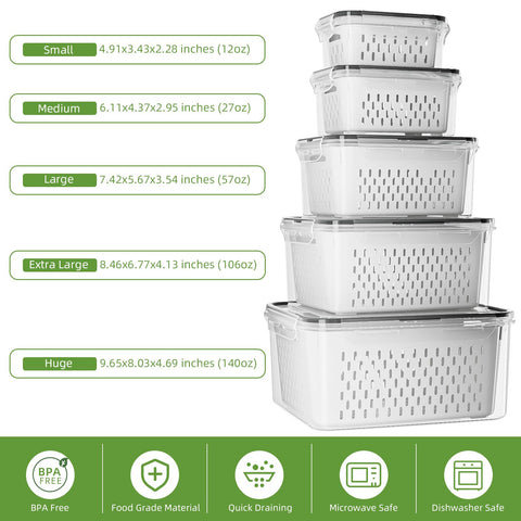 Kemethy 57oz container with removable colander for easy washing and draining