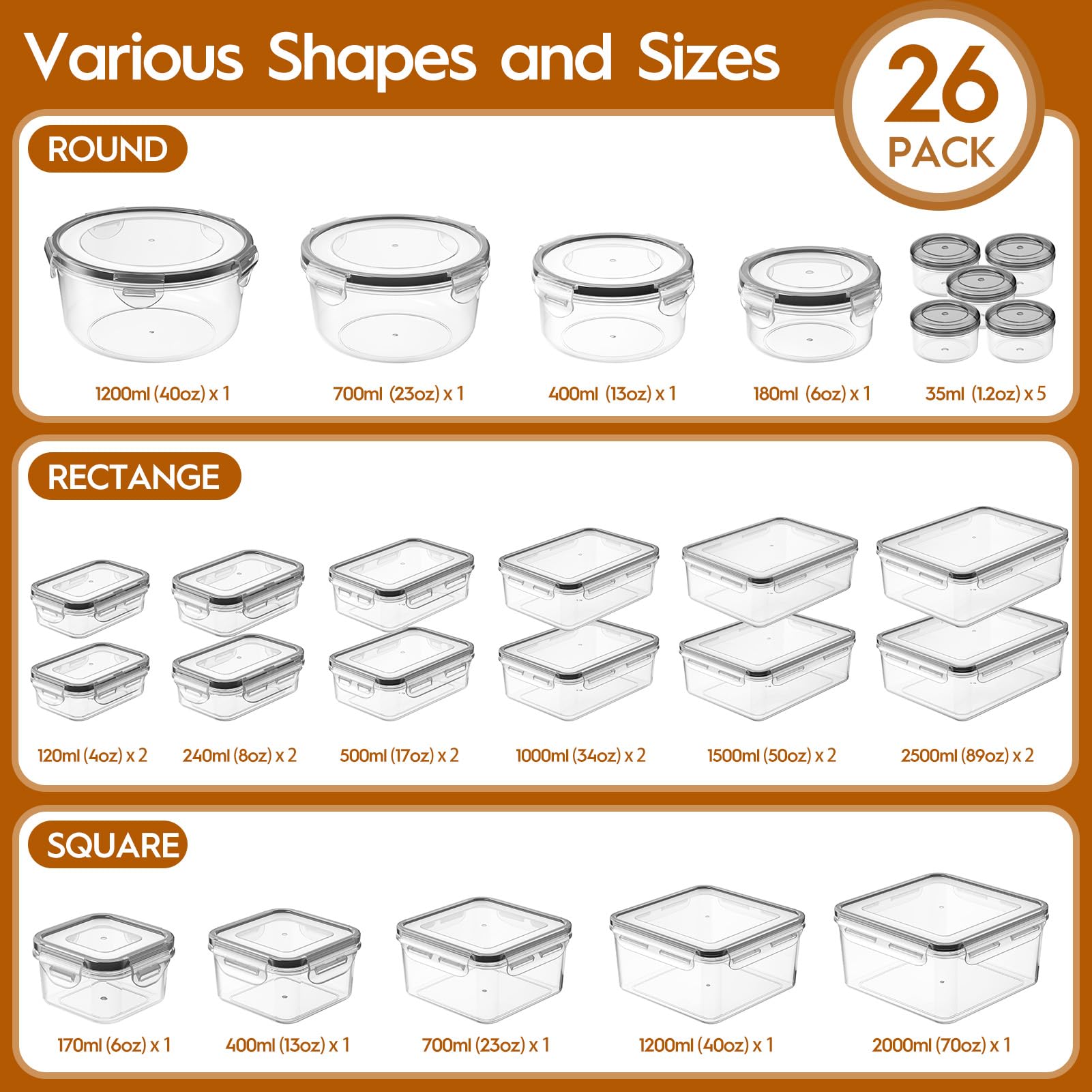 Rectangular 89oz containers from KEMETHY for bulk storage and easy reheating