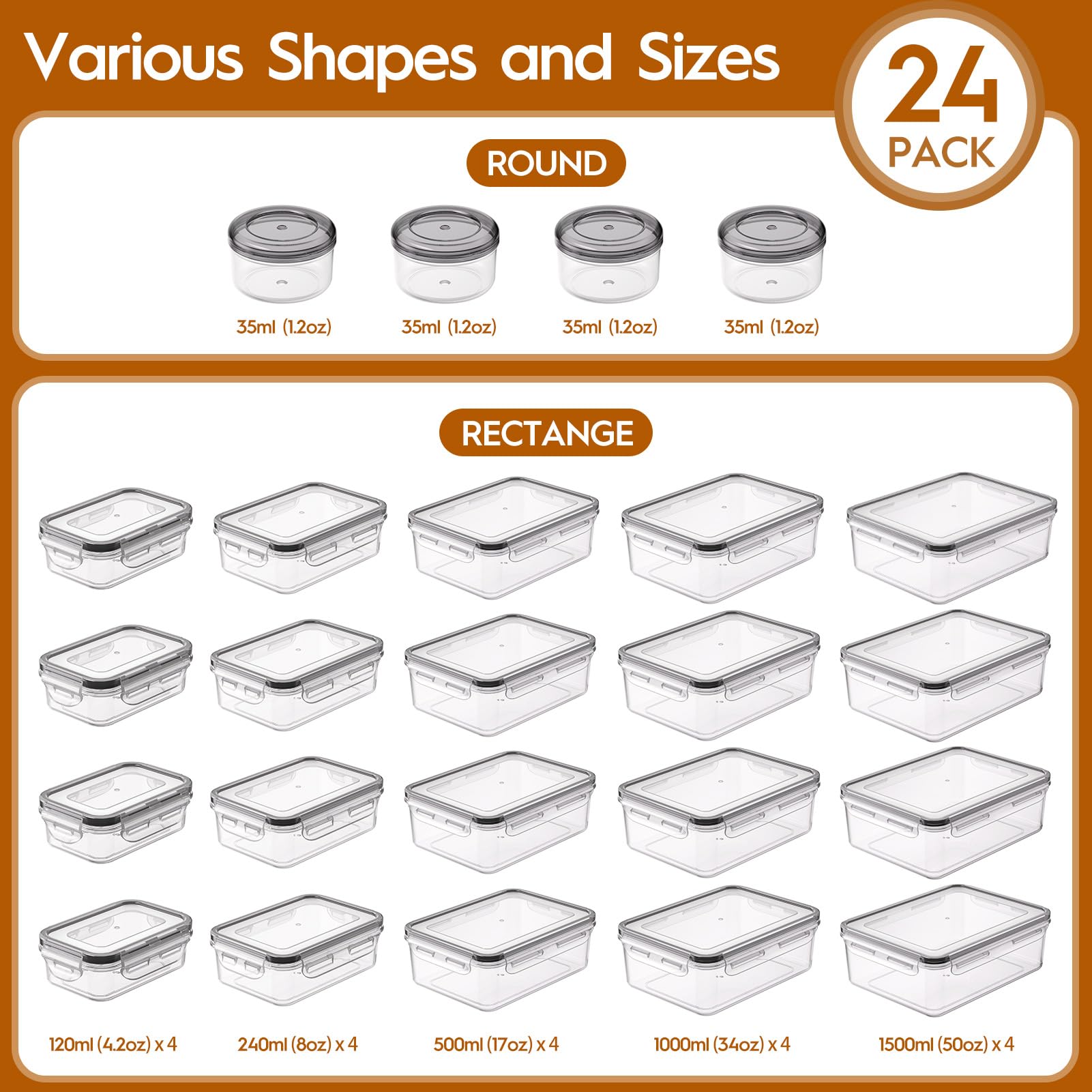 KEMETHY rectangular 50oz containers for bulk foods and versatile storage.