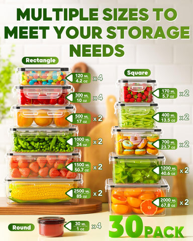 KEMETHY rectangular containers with lids for easy meal prep