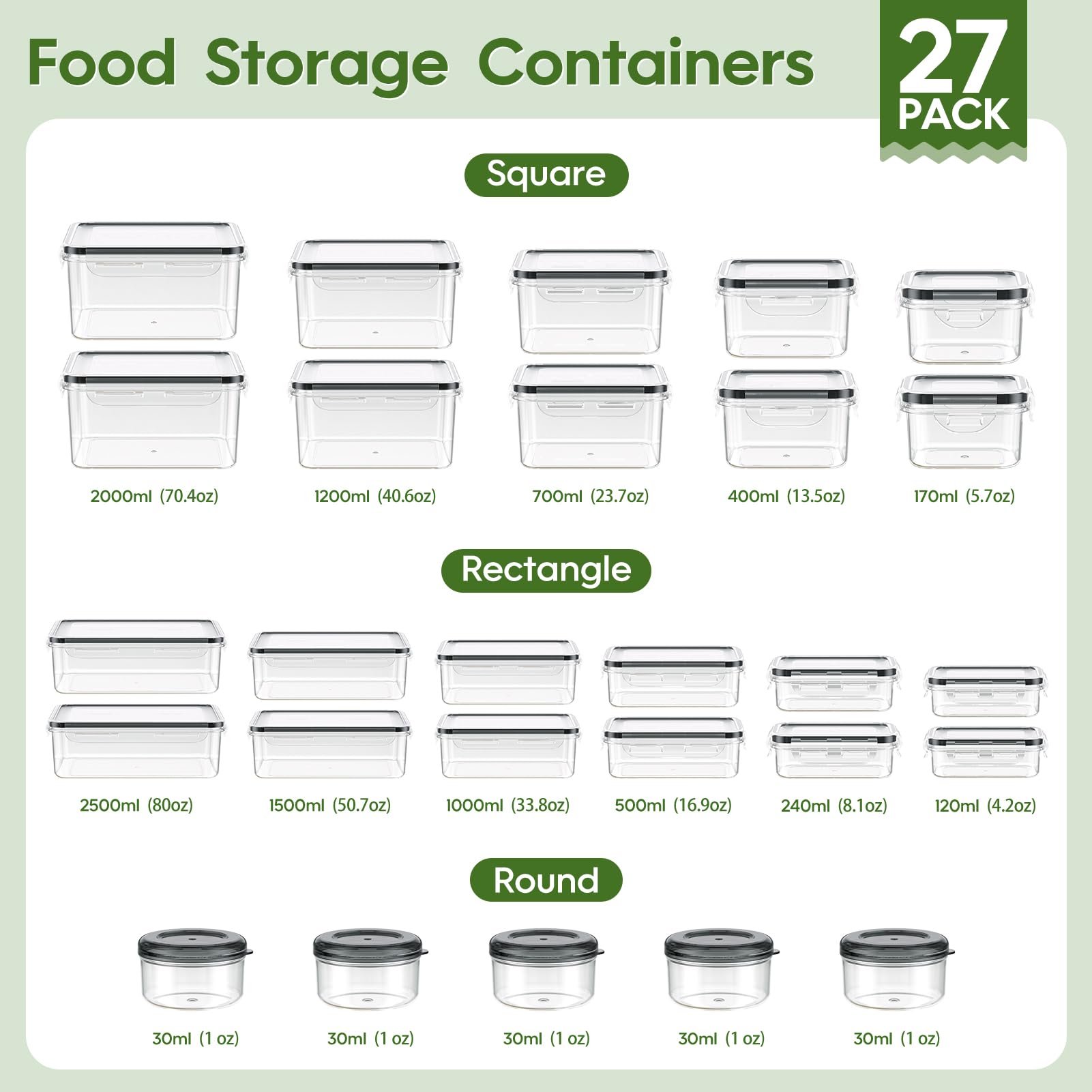 KEMETHY square 70oz container stacked neatly for organized meal prep