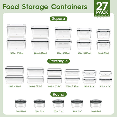 KEMETHY square 70oz container stacked neatly for organized meal prep