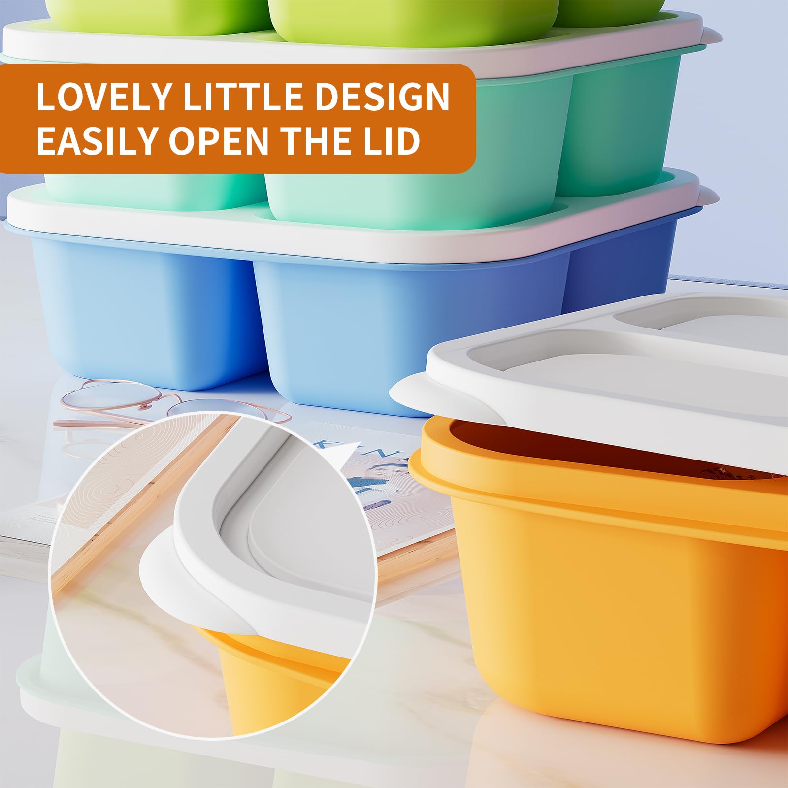 KEMETHY stackable design saves space in kitchen and bag.