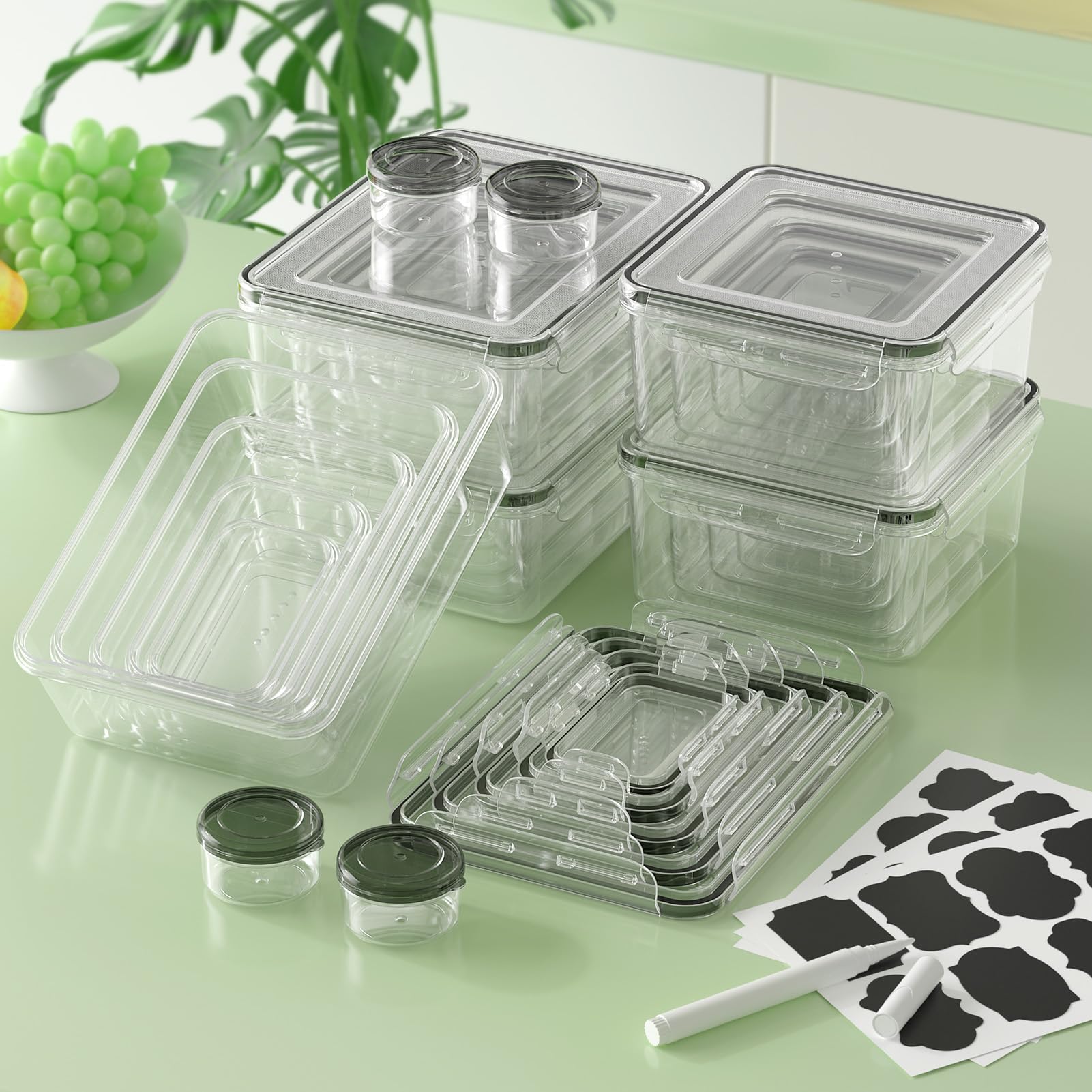 KEMETHY stackable design saves space in cabinets and fridges
