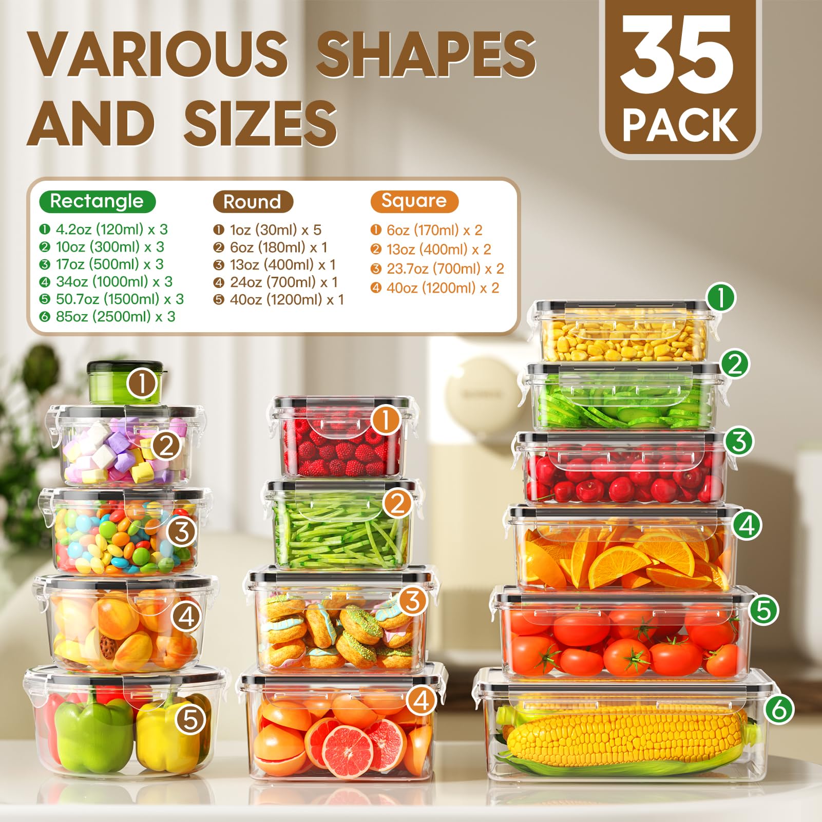 KEMETHY airtight lids provide a secure, spill-free seal.