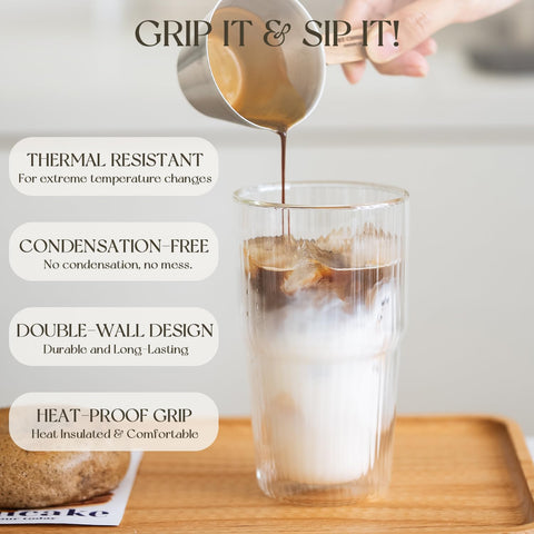 Kemorela pair of two tumblers for sharing drinks at home or office