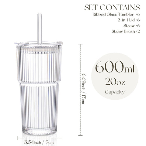 KEMORELA reusable straws complement clear glass for mess-free sipping.