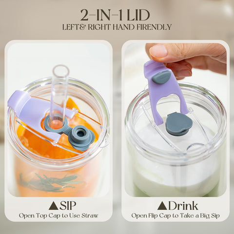 KEMORELA temperature-retention glass tumbler keeps drinks at ideal temps.