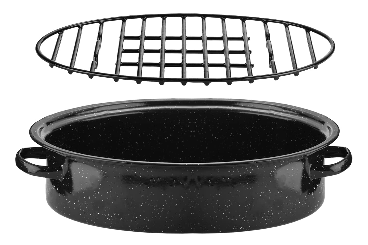 Kendane large 12x8.5 inch roaster fits 15–18 inch pans for flexible use.