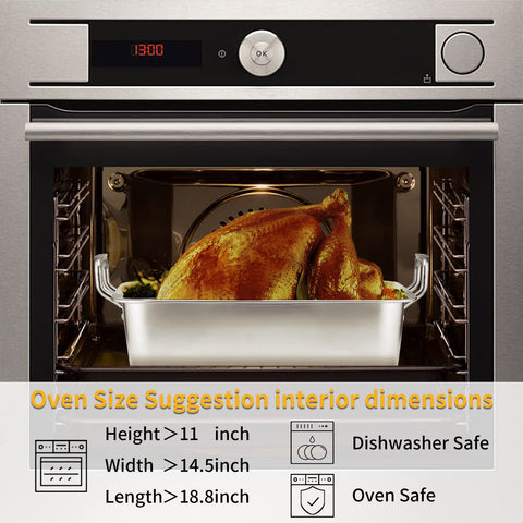 Kendane roasting pan side view with large riveted handles for secure grip