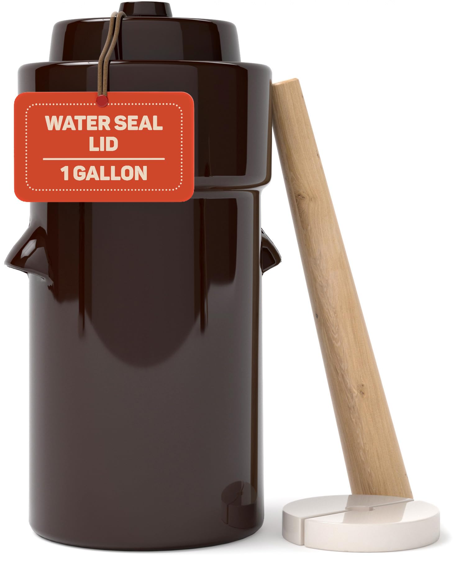 Kenley 1gal fermentation crock with lid provides a secure seal for steady ferments.
