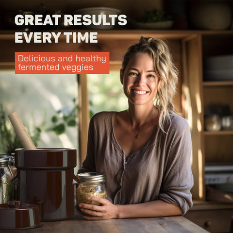 Kenley crock on a countertop highlights easy care and everyday use.
