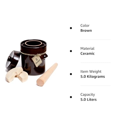 Kenley fermentation crock sits on a countertop for convenient, everyday ferments.